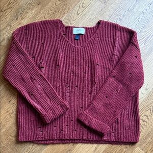 Daytrip Burgundy V-Neck Sweater